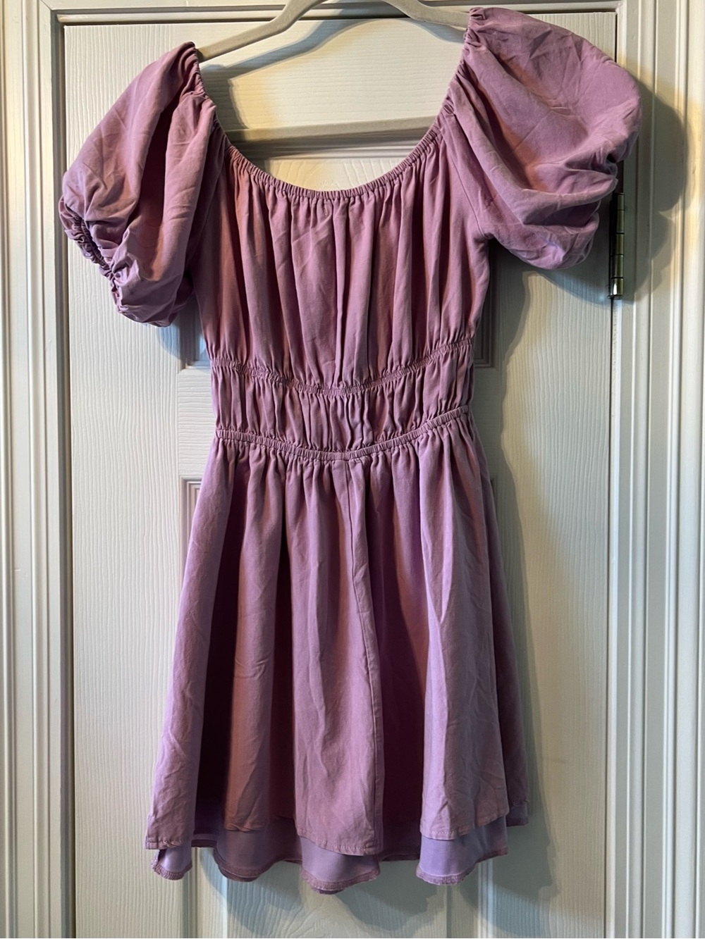 Nasty Gal Lavender Puff-Sleeve Mini Dress